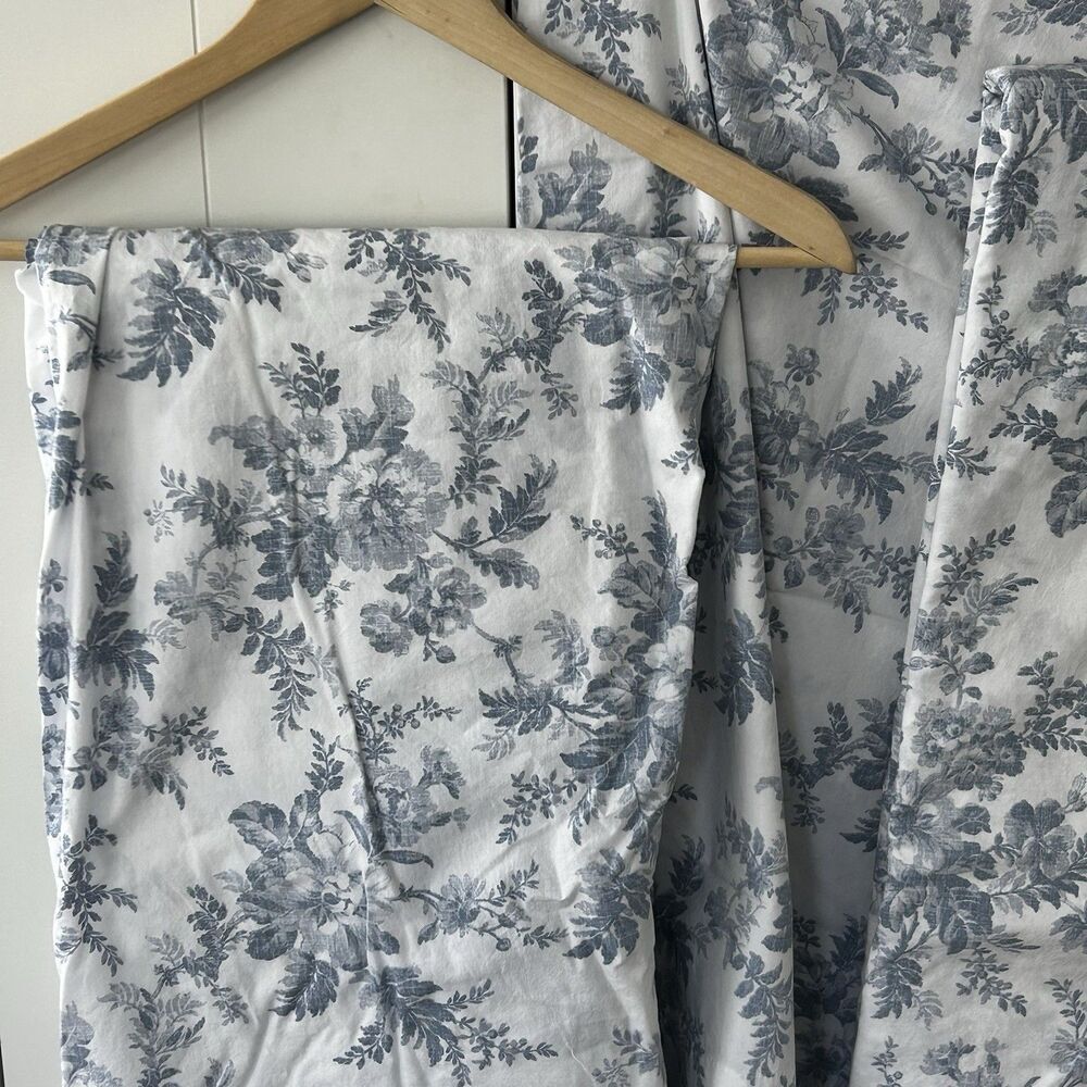 Laura Ashley Sheet Set Full Blue White Floral Cottage Farmhouse Flat Fitted 3pc - Picture 3 of 6